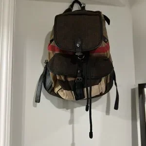 ? Gorgeous “Burberry Canvas Backpack with Leather Straps Burberry Medium Check Coated Canvas Backpack on SALE | Saks  main image 4